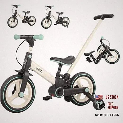 6 in 1 Toddler Bike with Push Handle for Kids 18-60 Months, 12" Large Mint