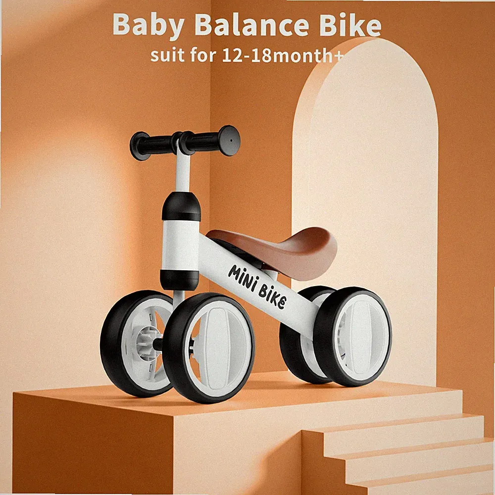 Baby Balance Bike 1 Year Old Boys Girls 12-24 Month Toddler First Bike 4 Wheels