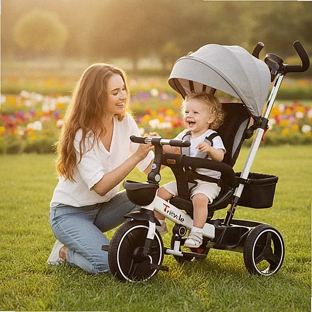 Baby Stroller Tricycle Ubravoo 5-in-1 Sit/Lie Adjustable Canopy 1-5 Yrs Trolly