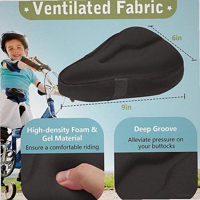 Breathable Toddler Bike Seat Cover - Anti-Slip Gel Cushion 9"x6" for Safety