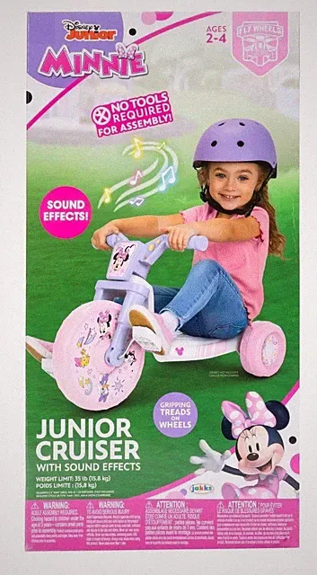 Disney Minnie Mouse Junior Bike Fly Wheel Cruiser Tricycle Sound Kids Toddler