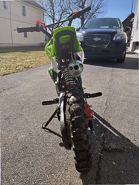 Green Kids Bike with Kickstand, Rear Suspension, and Fat Tires