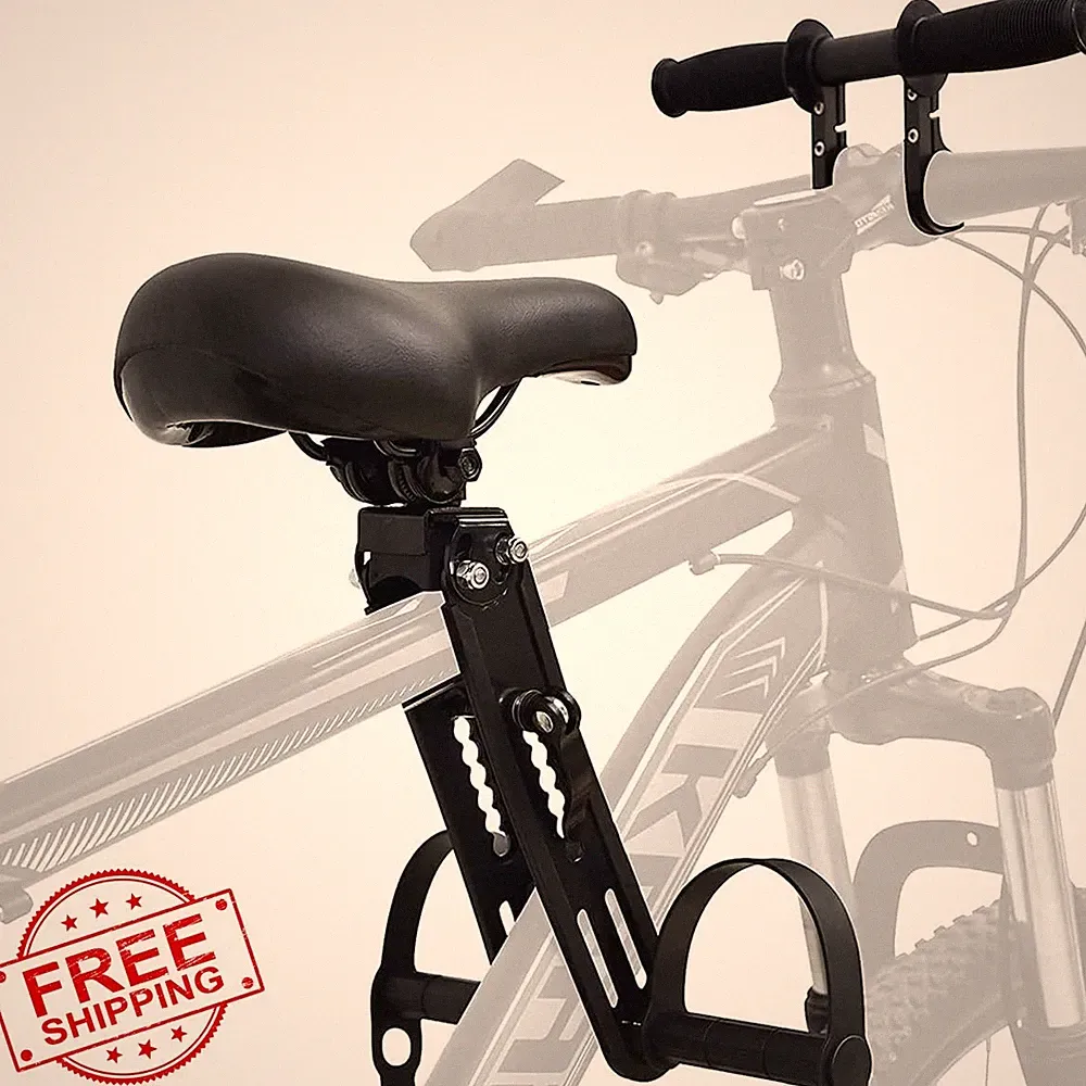 Kids Bike Seat Front Mount with Handlebars Foot Pedals 2-5 Years