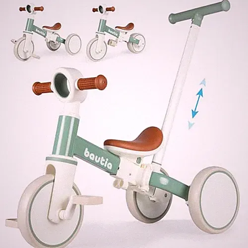 Kids Tricycle for Toddlers 1-3 with Push Handle, 5 in 1 Baby Balance Bike Toy...