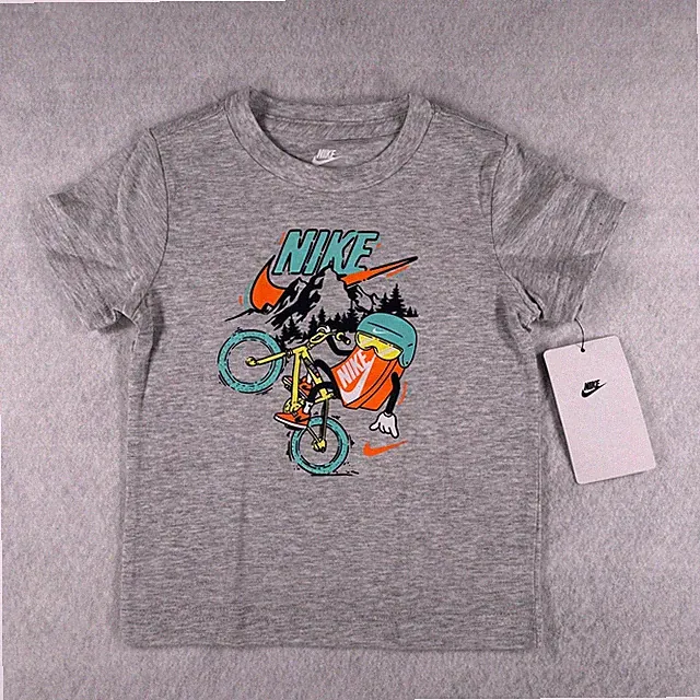 Nike Toddler Boys 2T Gray BMX Bike Mountain Logo Graphic T Shirt NWT