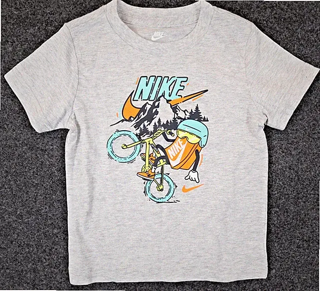 Nike Toddler Graphic T-Shirt Gray BMX Bike Mountain Logo Tee Size 2T NWT