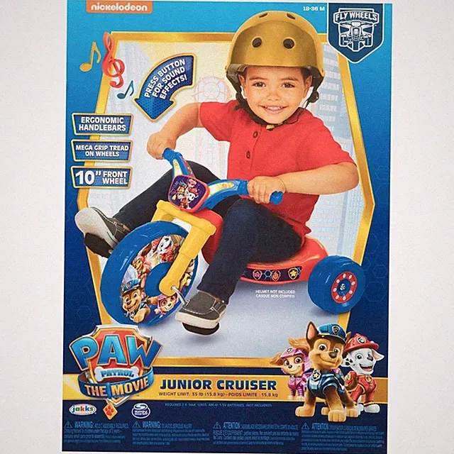 Paw Patrol The Movie Junior Cruiser Fly Wheels 10 Inch Tricycle Sound Effects
