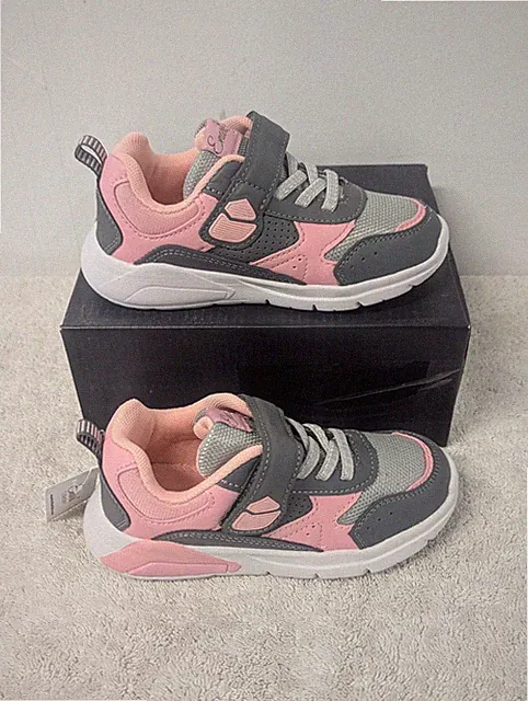 Size 10 Kids Enari Collection Toddler Sport Adjustable Strap Grey/Pink Sneakers