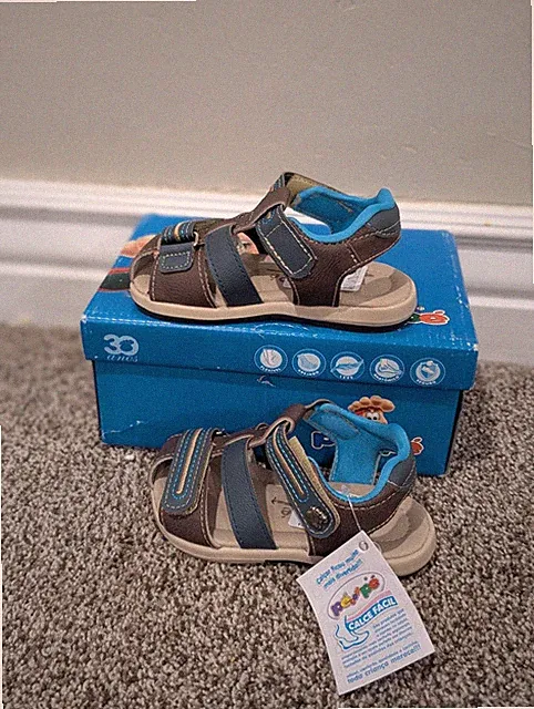 Size 6 Toddler Pe com Pe Papete Guty Blue and Gray Casual Strappy Sandals Shoes