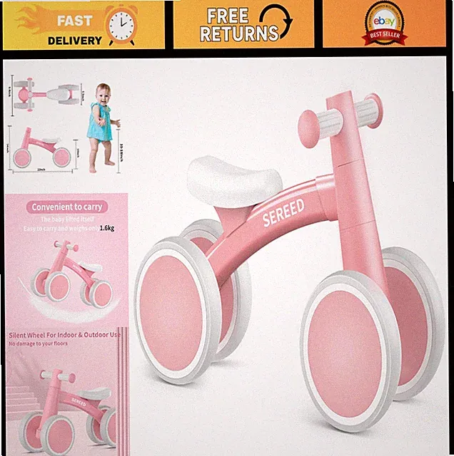 Toddler Balance Bike for 1 Year Old - 4 Wheels, First Bike Gift for 12-24 Months