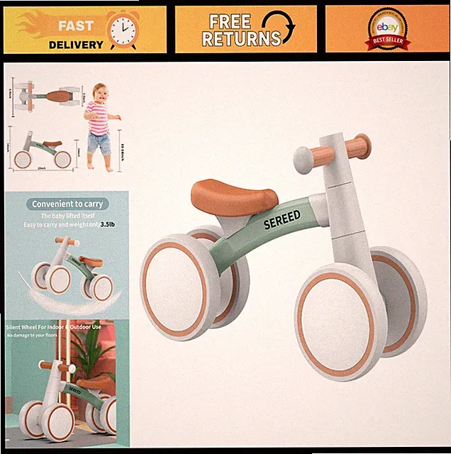 Toddler Balance Bike for 1 Year Old - 4 Wheels, First Birthday Gift, 12-24 Month