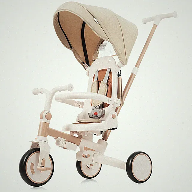 Toddler Kids Push Stroller, Folds to Pedal Tricycle Trike Bike Toy Ride-On Gift