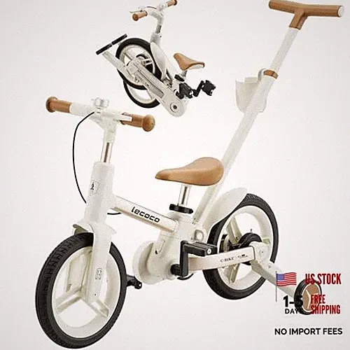 Upgraded Toddler Bike with Push Handle 6 in 1 for Kids, Balance Cloud White
